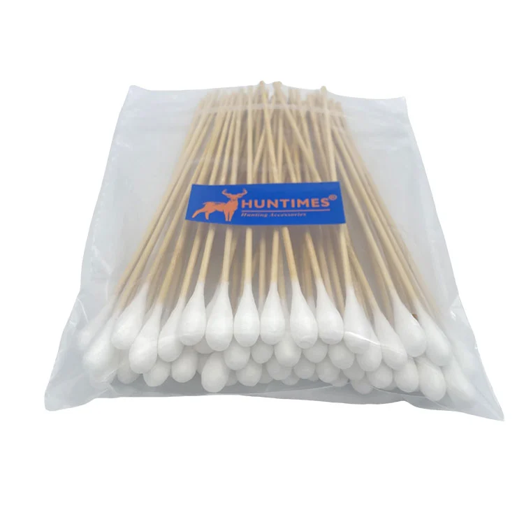 Single End Bamboo Cotton Tip Gun Cleaning Swabs